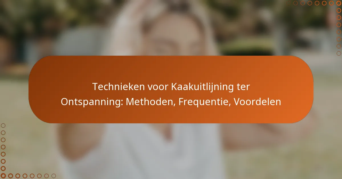 Technieken voor Kaakuitlijning ter Ontspanning: Methoden, Frequentie, Voordelen
